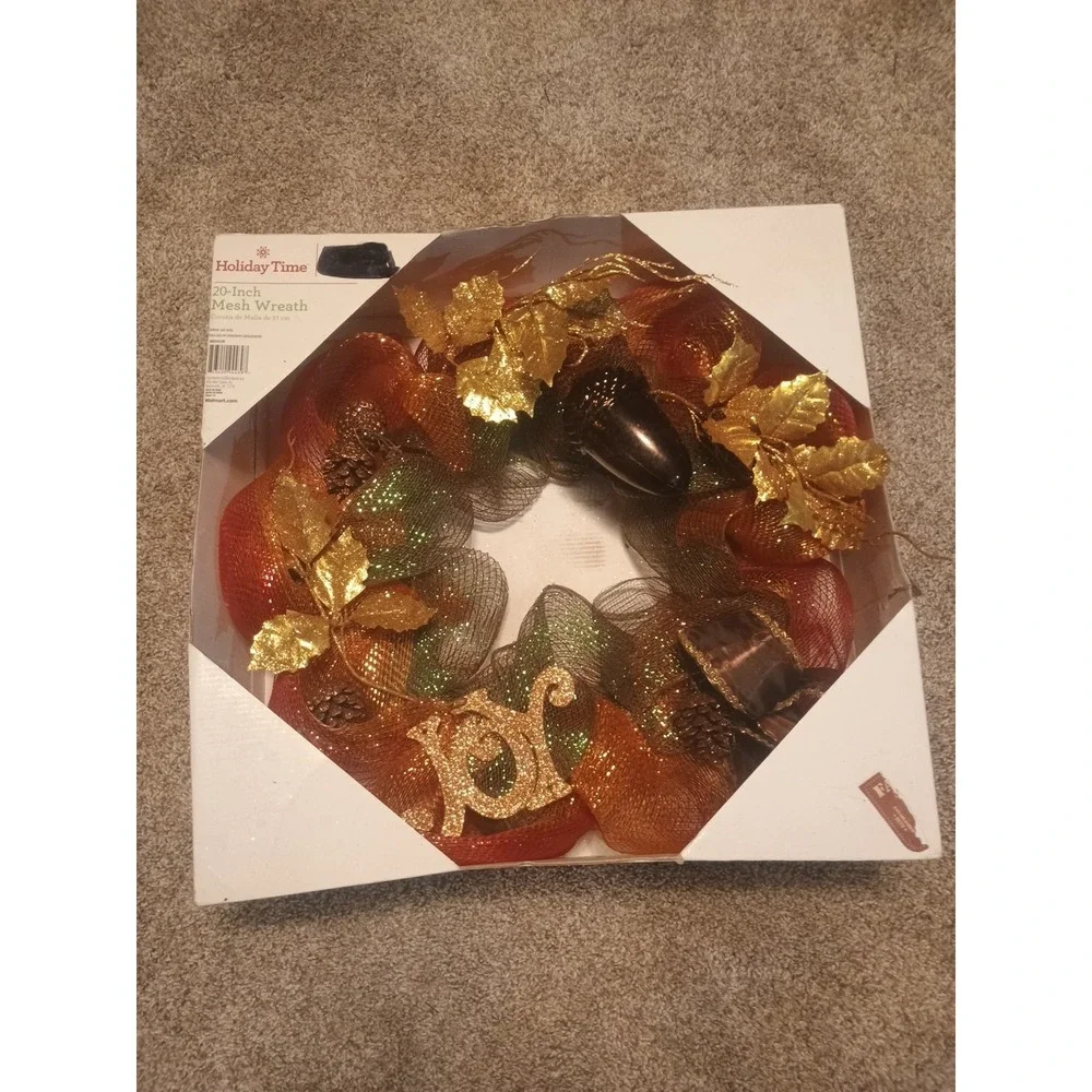 20 Inch Mesh Fall Wreath Autumn Wreath Front Door Wreath